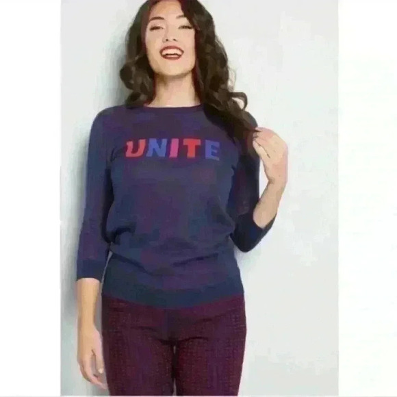 Modcloth Sweaters - MODCLOTH women's UNITE knitted sweater 3/4 sleeve size medium blue casual